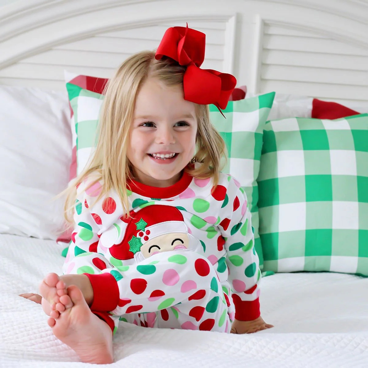 Happy Santa Multi Polka Dot Pajamas | Classic Whimsy