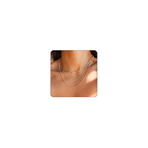 Gold Thin Chain Layered Necklaces For Women Non Tarnish,18k Gold Plated Stainless Steel Dainty Waterproof Gold Necklace Set Stack For Women Gifts Jewelry (Gold Necklace 200N) | Amazon (US)