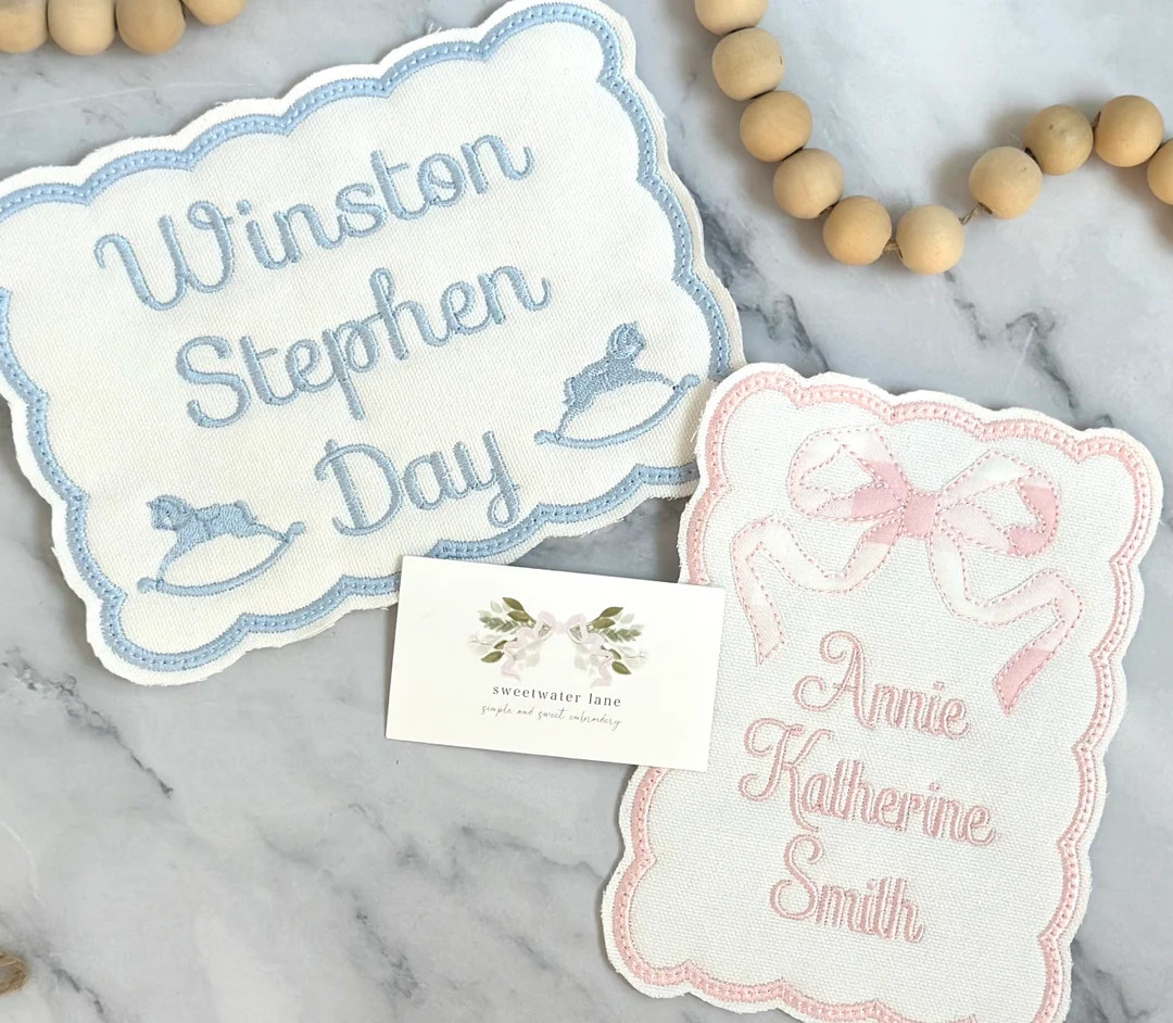 Embroidered Custom Baby Hospital Bassinet Name Announcement Tag Banner Sign - Etsy | Etsy (US)