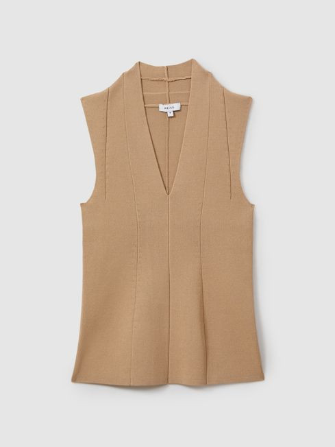 Kimmy
                Knitted Sleeveless V-Neck Vest | Reiss UK