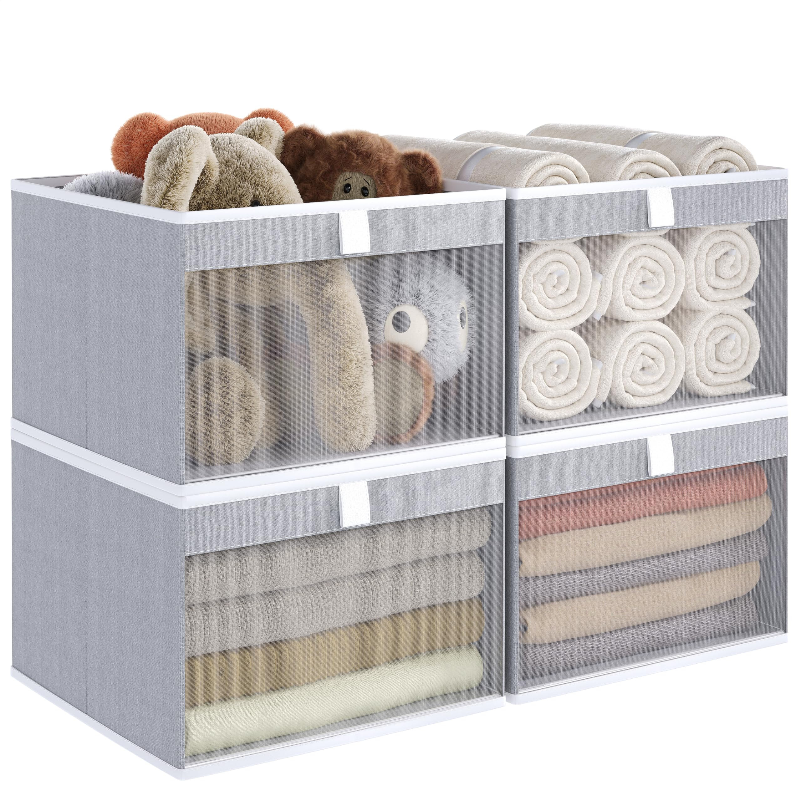 Linen Closet Organizers and Storage, Closet Storage Bins Basket Organizer, Foldable Organization ... | Amazon (US)