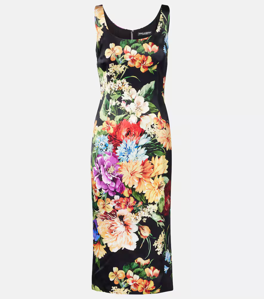 Dolce&Gabbana Floral satin midi dress | Mytheresa (US/CA)