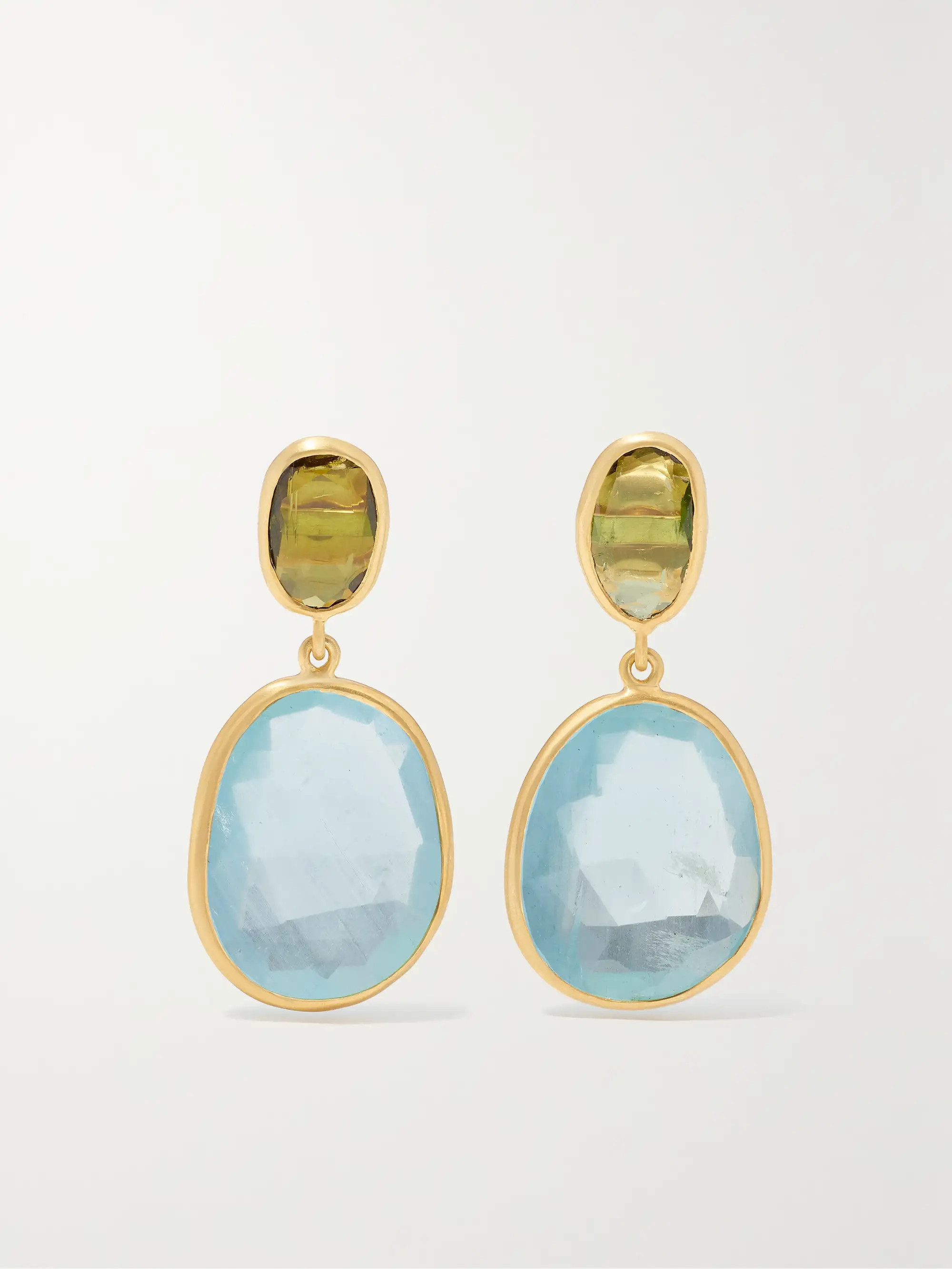 Rosy Dawn 18-karat gold, tourmaline and aquamarine earrings | NET-A-PORTER (US)