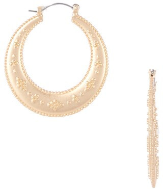 Beaded Textured Metal Hoop Earrings | Dillard's
