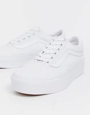 Vans Classic Old Skool platform triple white sneakers | ASOS US