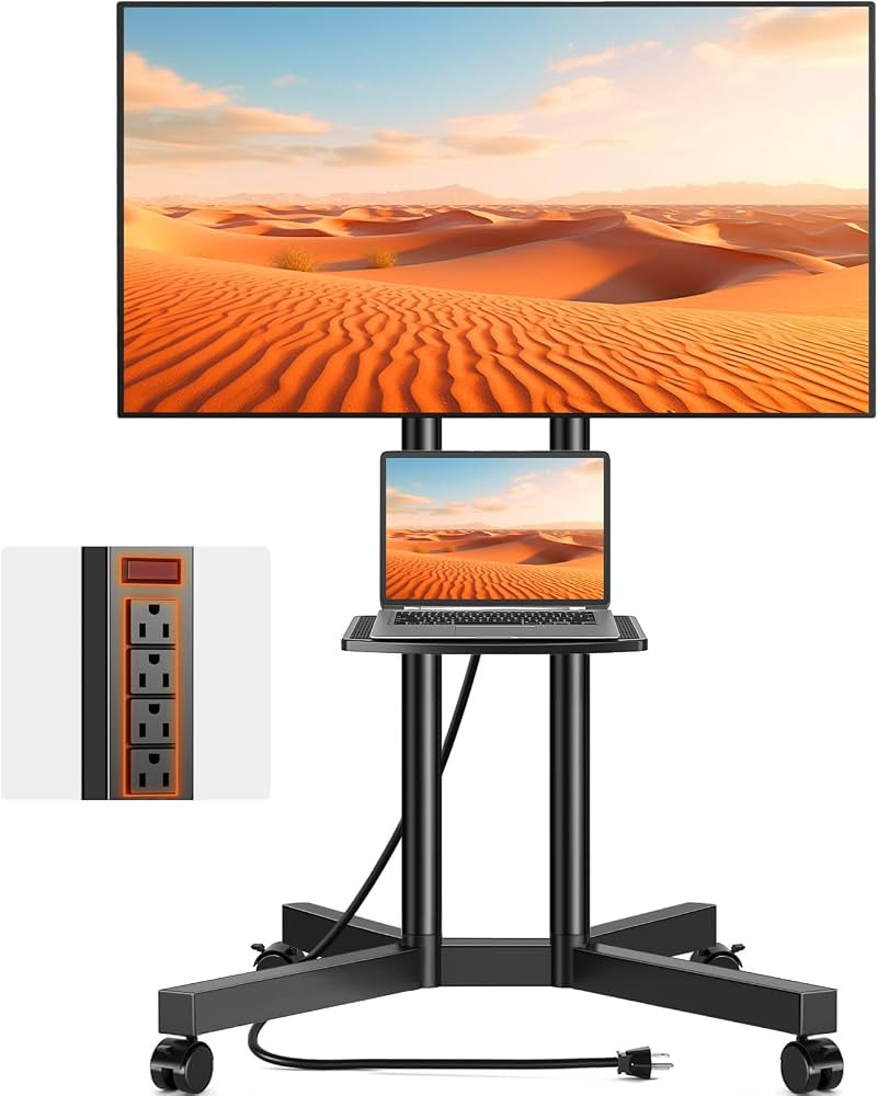 TVON Rolling TV Stand with Power Outlet for 32-75 Inch TVs up to 88 lbs | Amazon (US)