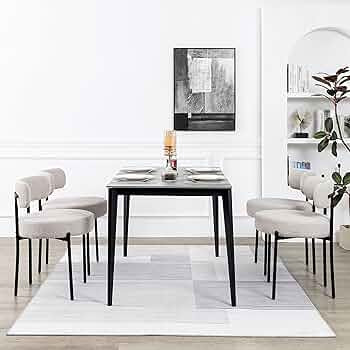 DYHOME Light Grey Dining Chairs Set of 4, Modern Dining Room Chairs Mid-Century, Round Upholstere... | Amazon (US)
