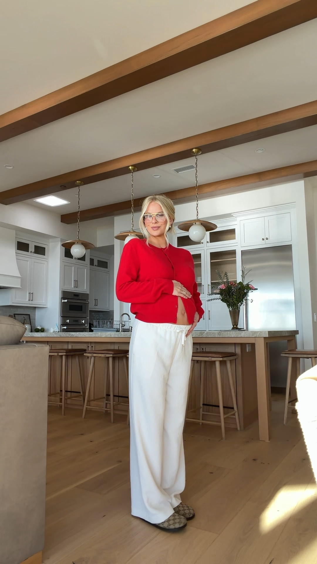 Wearing a medium in cardi, small reg in pants (light birch), shoes run tts! #kathleenpost

Spring transition outfit, errands outfit, school drop off, school pick up, airport outfit, travel outfit, bump friendly, maternity, viral Aritzia pant, lodge pants

#LTKSeasonal #LTKootd #LTKBump