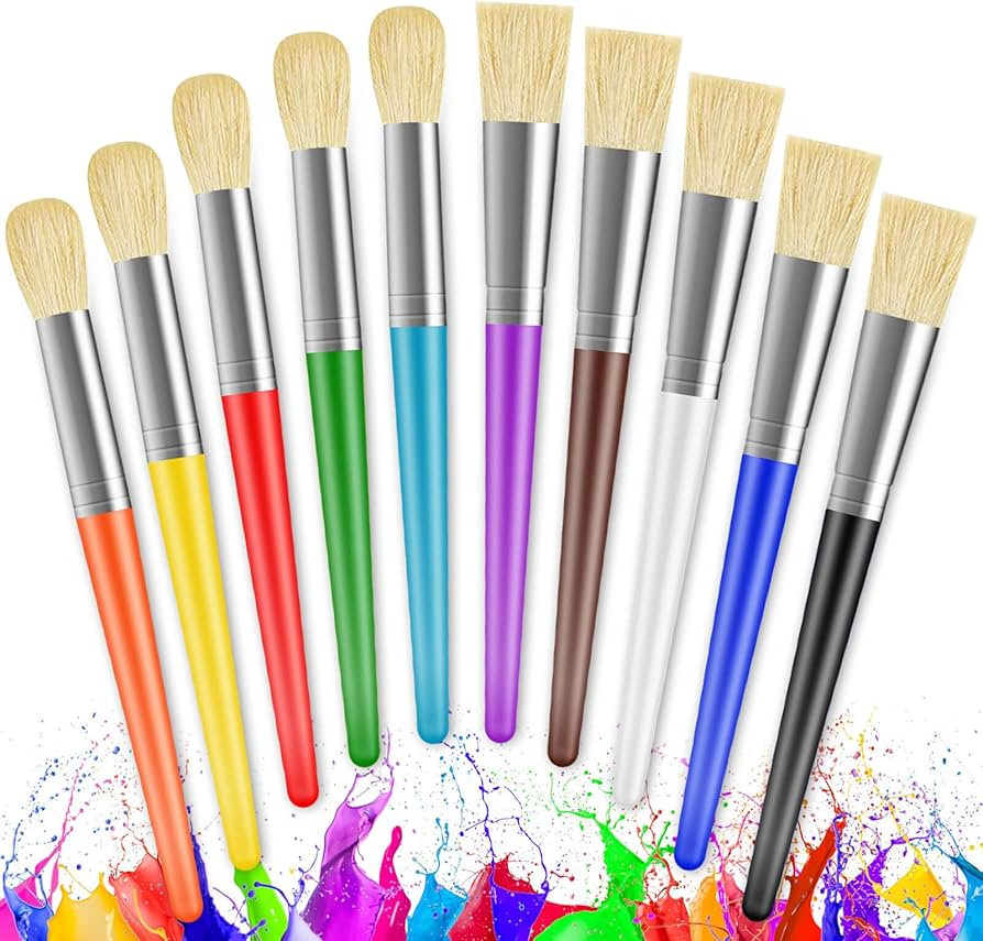 Paint Brushes for Kids, 10 Pcs Big Washable Chubby Toddler Paint Brushes, Easy to Clean & Grip Ro... | Amazon (US)