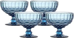VanEnjoy Deep-blue Vintage Pressed Pattern Glass Ice Cream Cups/Dessert Bowls - Set of 4,12 Oz | Amazon (US)
