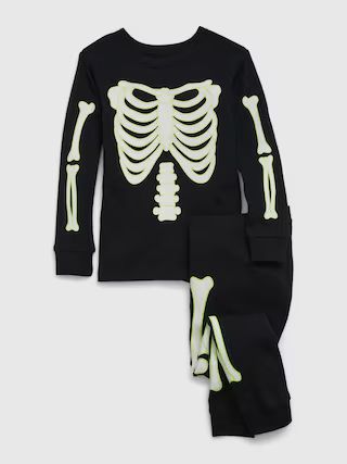 babyGap 100% Organic Cotton Glow-In-The-Dark Skeleton PJ Set | Gap (US)