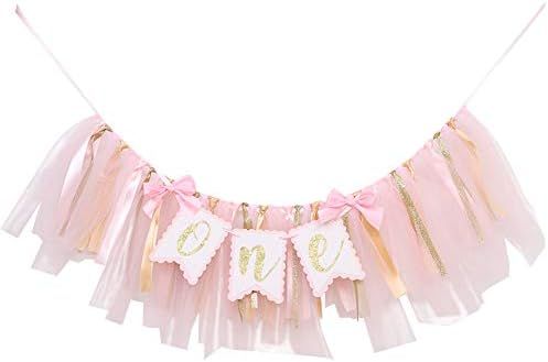 Highchair Banner 1st Birthday - Pink Happy Birthday Banner Party Decorations for First Birthday,B... | Amazon (US)
