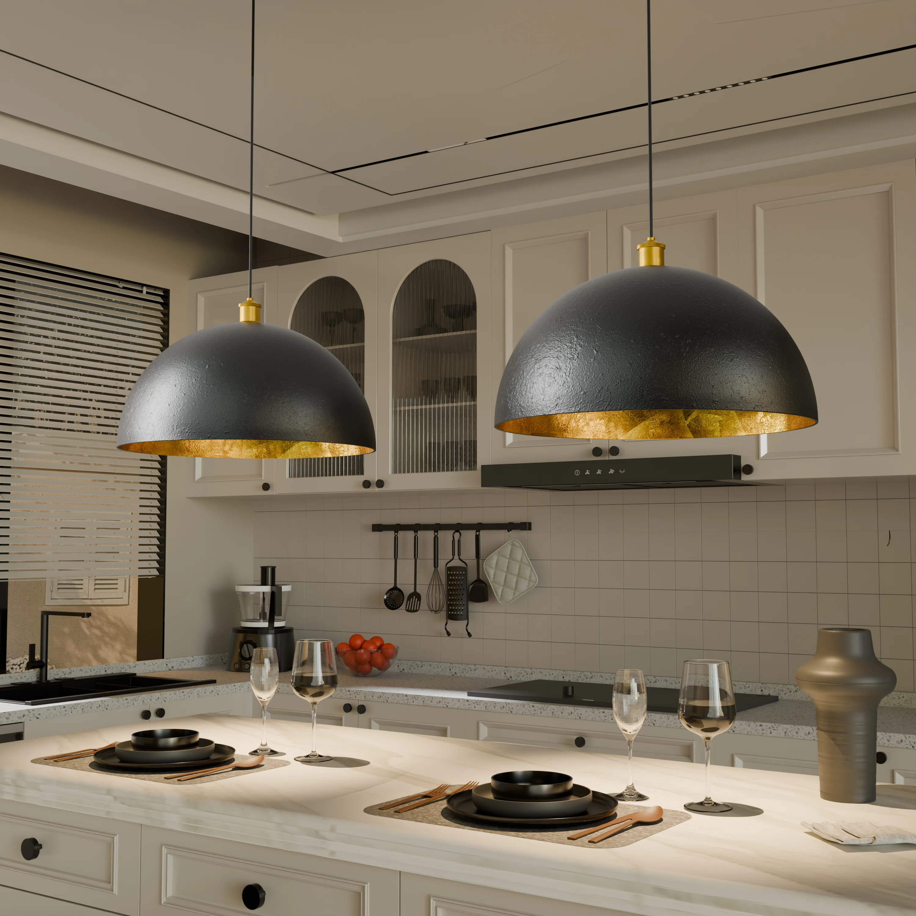 Steampunk Inspired Aged Brass Dome Industrial Pendant | Wayfair North America