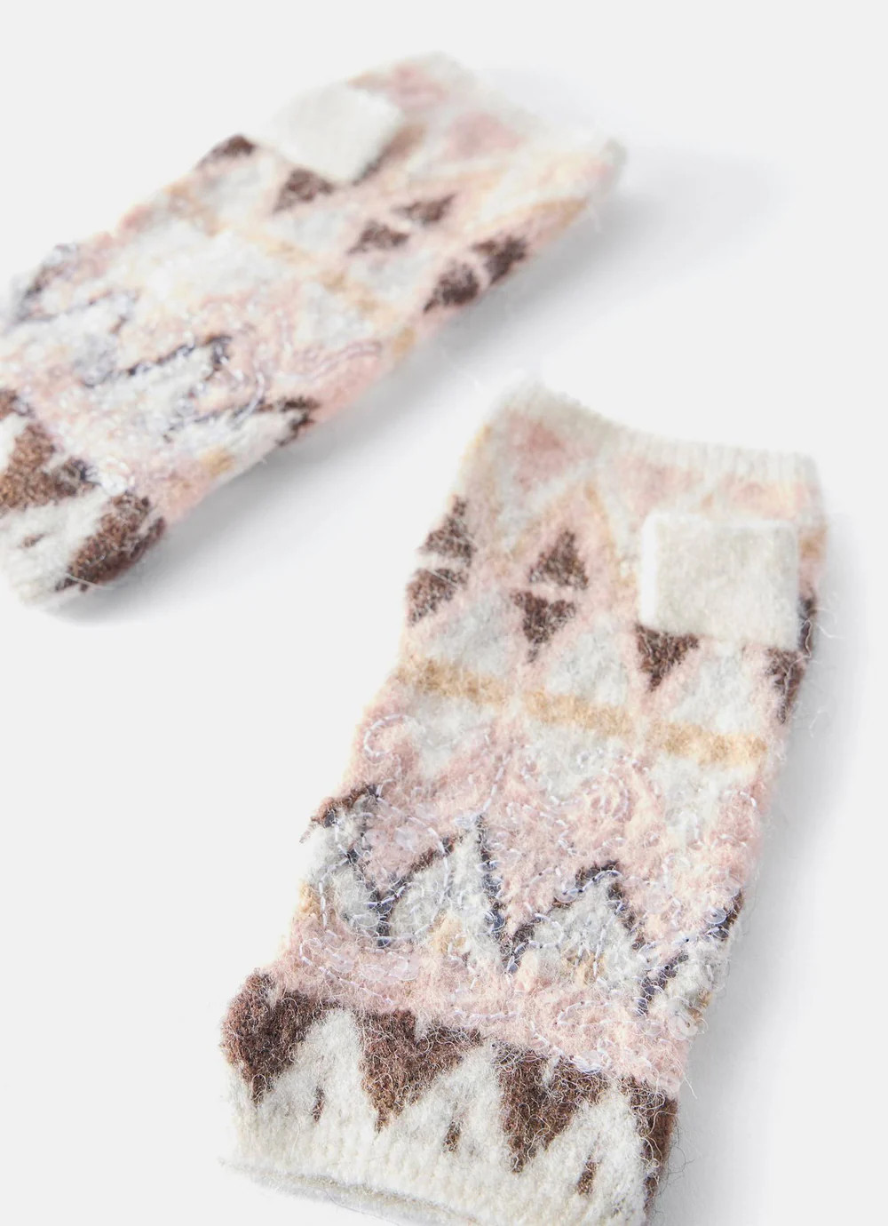 Cream Fair Isle Knit Fingerless Gloves | Mint Velvet