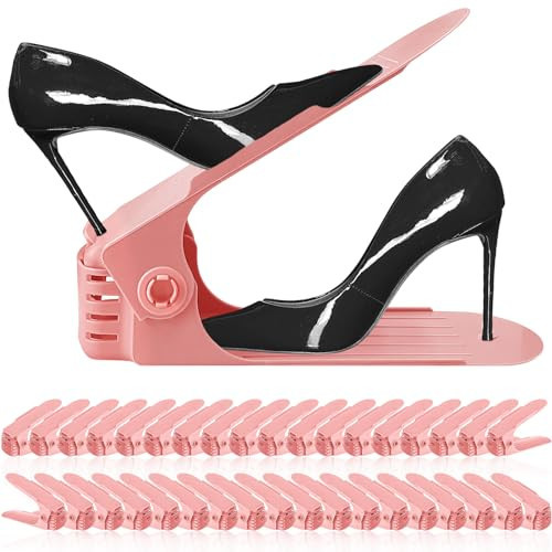 Shoe Slots Organizer 36 Pack - Shoe Organizer Space Saver 50%,Adjustable Thickening Shoe Stackers for a pair of Shoes,Shoe Storage Shoe Rack Holder for closet organization,organizador de zapatos,Pink | Amazon (US)