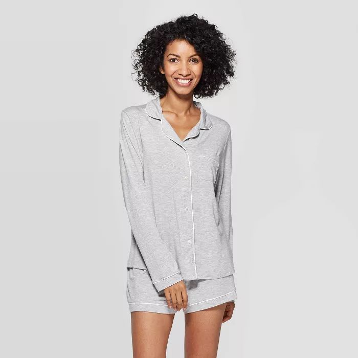 Women's Beautifully Soft Notch Collar Pajama Set - Stars Above™ Heather Gray | Target