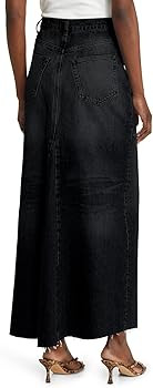 Wenrine Women's High Waisted Denim Maxi Skirts Frayed Hem Split Jean Skirts with Pockets | Amazon (US)