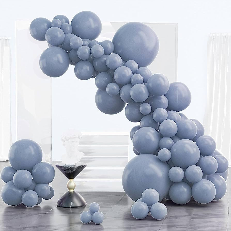 PartyWoo Retro Blue Balloons, 102 pcs Dusty Blue Balloons Different Sizes Pack of 18 Inch 12 Inch... | Amazon (UK)