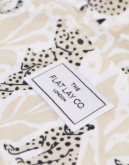 The Flat Lay Co. X ASOS EXCLUSIVE Drawstring Makeup Bag in Neutral Cheetahs | ASOS (Global)