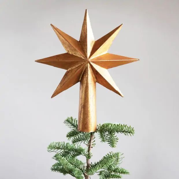 Paper Mache Holiday Star Tree Topper | Antique Farm House