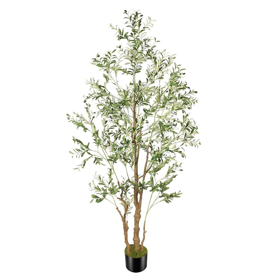8.2ft Artificial Olive Tree (96in) with Plastic Nursery Pot Faux Olive Silk Tree, Fruits Fake Pla... | Amazon (US)