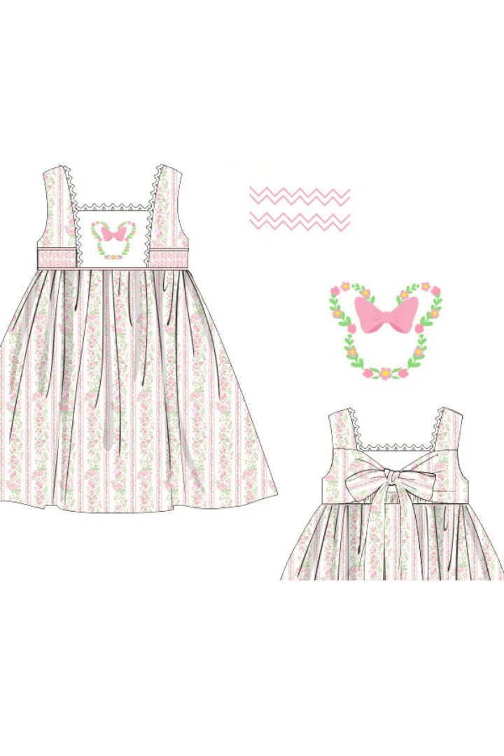 Pre-Order Smocked/Hand Embroidered Flower Festival Mouse Dress | The Smocked Flamingo