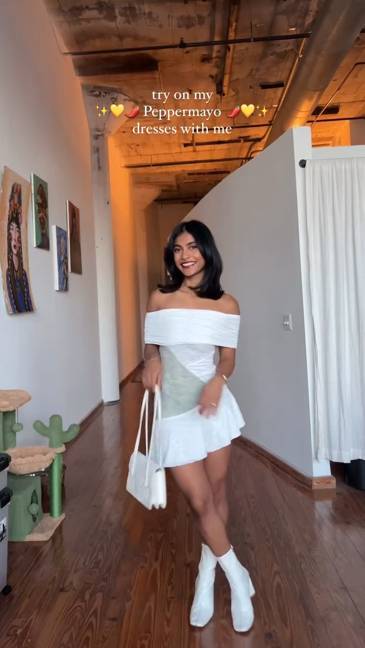 @peppermayo making magic as always 🌶️💛✨

All of the dresses are linked in my LTK 🫶🏽
which one is your fav? 

#peppermayo #peppermayocollab