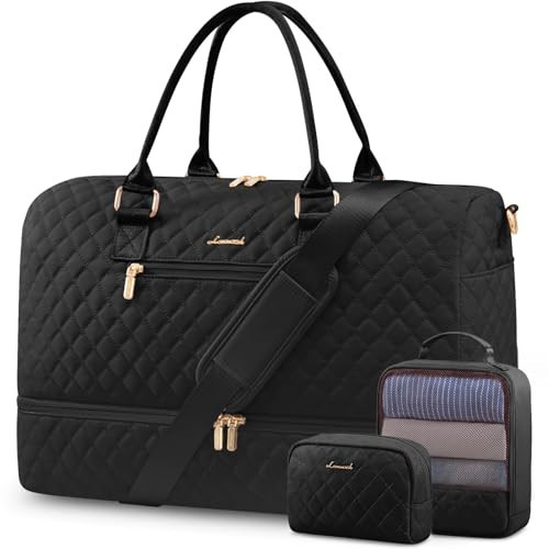 LOVEVOOK Travel Duffle Bag for Women, Weekender Overnight Bag with Shoe Compartment, Carry on Bag with Toiletry Bag, Gym Duffel Bag with Wet Pocket, Hospital Bags for Labor and Delivery 3 Pcs Set | Amazon (US)