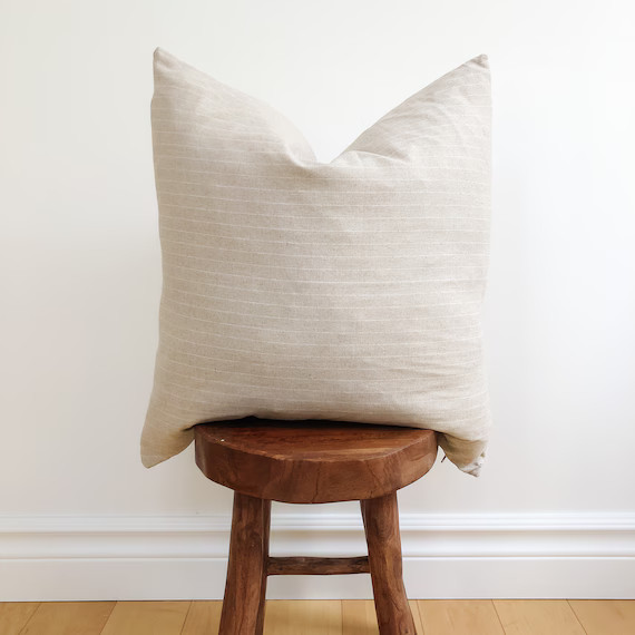 The Charley | Linen Pillow Cover | Accent Pillow | Cream stripe Throw Pillow | Neutral Home Decor | Etsy (CAD)