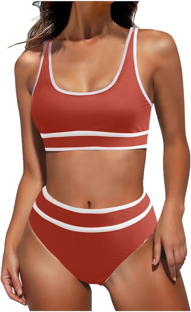High Waisted Bikini Sets for Women Two Piece Tankini Swimsuits 2024 Modest Tummy Control Bathing ... | Amazon (US)