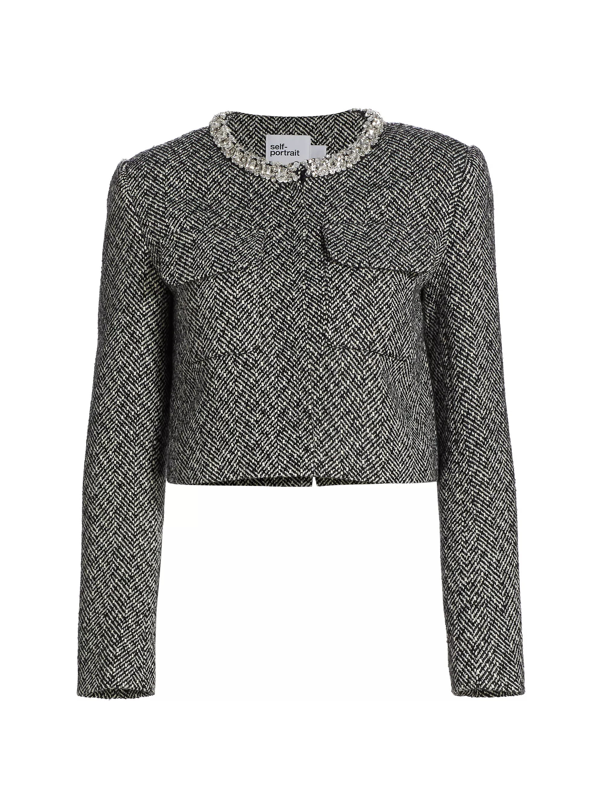 Herringbone Embellished Blazer | Saks Fifth Avenue