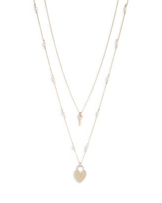 Ralph Lauren Heart Lock & Key Imitation Pearl Beaded Layered Pendant Necklace, 16"-19"   Back to ... | Bloomingdale's (US)