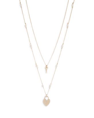 Ralph Lauren Heart Lock & Key Imitation Pearl Beaded Layered Pendant Necklace, 16"-19"   Back to ... | Bloomingdale's (US)
