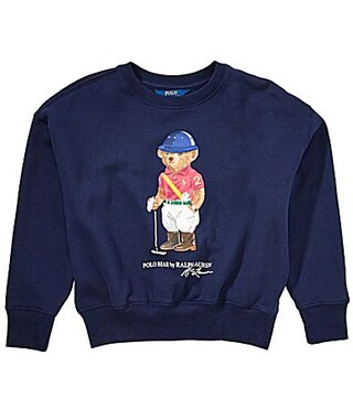 Polo Ralph Lauren Little Girls Long-Sleeve Polo Bear Boxy Fleece Sweatshirt - 6X | Dillard's