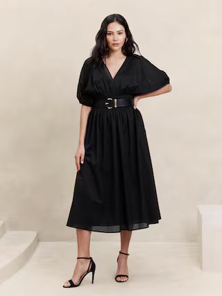 Voile Elbow-Sleeve Midi Dress | Banana Republic Factory