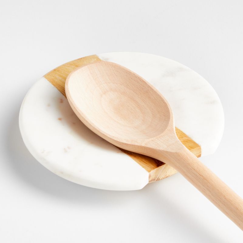 Natural Wood Marble Spoon Rest for Stove + Reviews | Crate & Barrel | Crate & Barrel