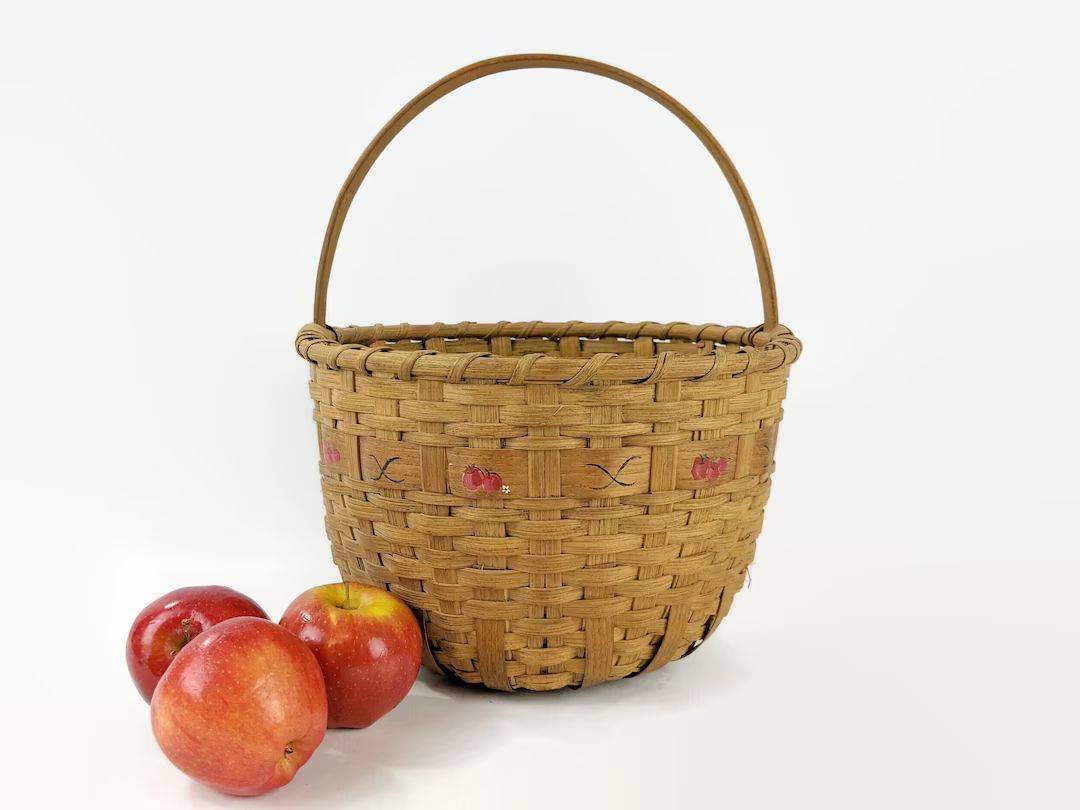 Harvest Basket With Painted Apples Vintage Fruit Gathering - Etsy | Etsy (US)