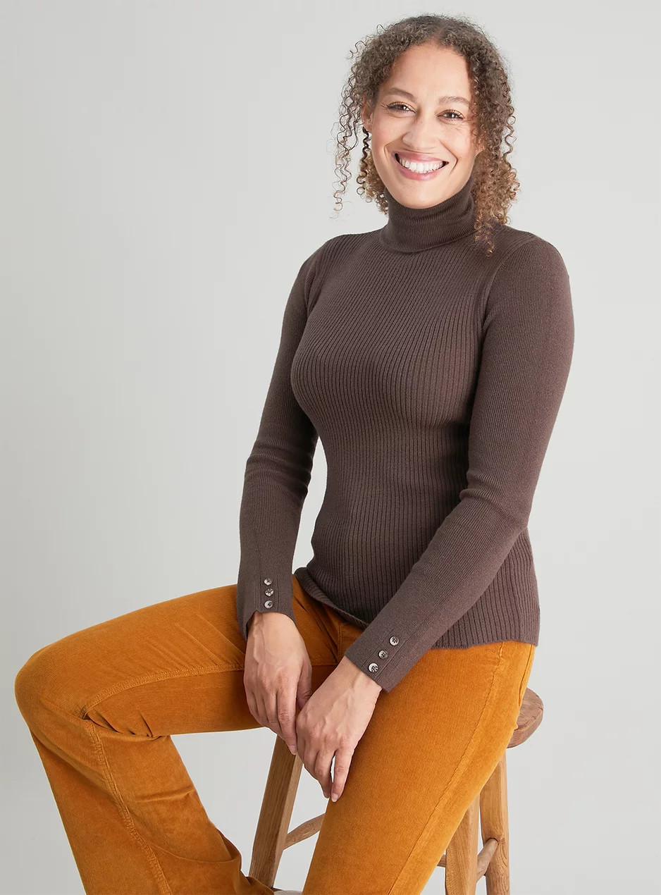 Brown Skinny Rib Roll Neck Jumper | Tu Clothing