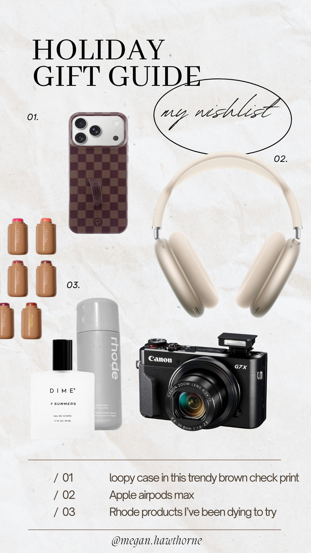 Holiday Gift Guide // My Wishlist // Camera, Rhode, Apple Airpod Max, Loopy Phone Case 

 #LTKCyberWeek #LTKGiftGuide #LTKHoliday