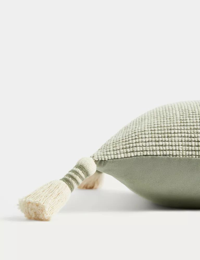 Pure Cotton Textured Tasselled Cushion | Marks & Spencer (UK)