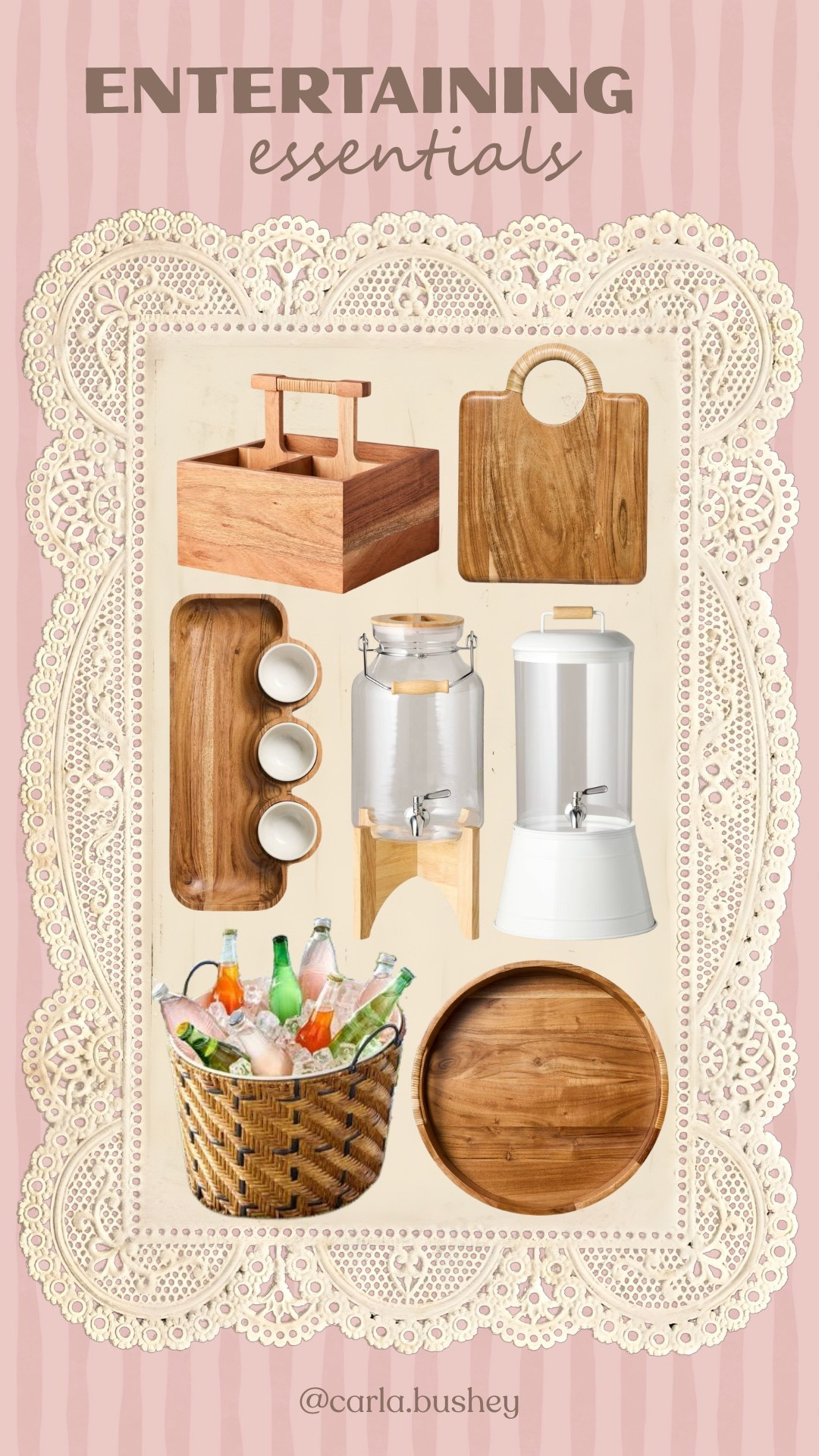 Entertaining essentials 🤍All from Target — so many good finds for hosting

Serving boards, drink dispensers, and more for summer 🫶



Summer 2026, hosting, wood, neutral, serving, bar, serve ware, summer, carla.bushey

#LTKHome #LTKSeasonal