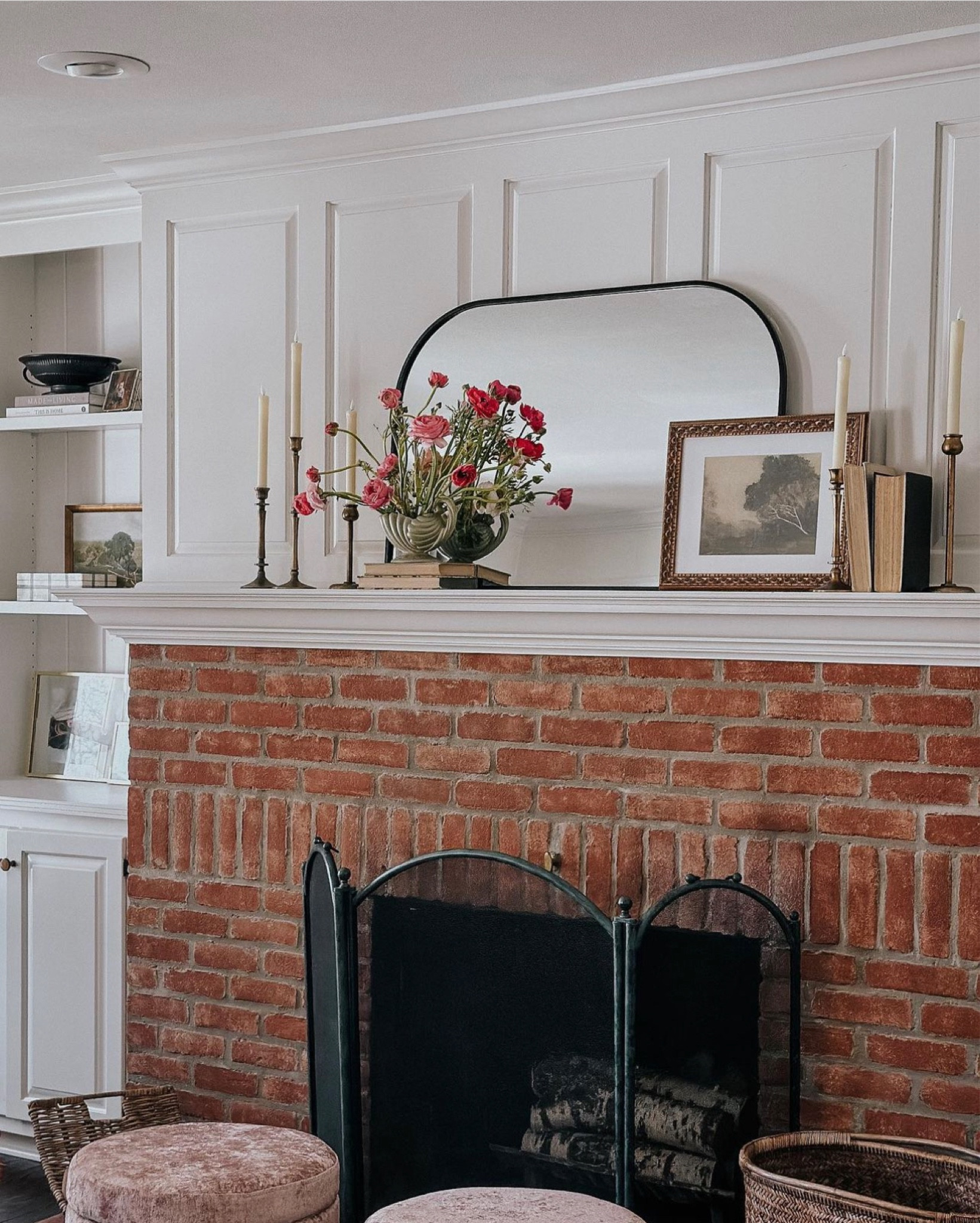 Fireplace decor, mantel mirror, vintage, art print 

#LTKhome