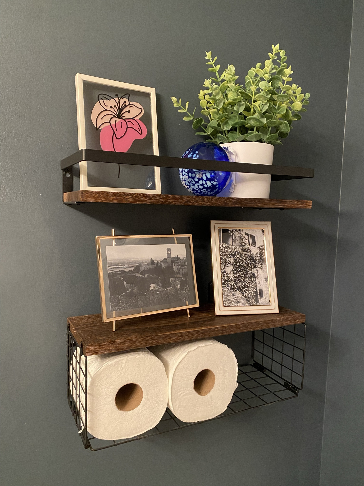 Bathroom shelves with fun Christmas decor sprinkled in 

#LTKSeasonal #LTKHoliday #LTKhome