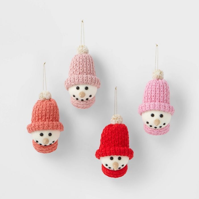 4ct Knit Snowman Heads Christmas Ornament Set - Wondershop™ | Target