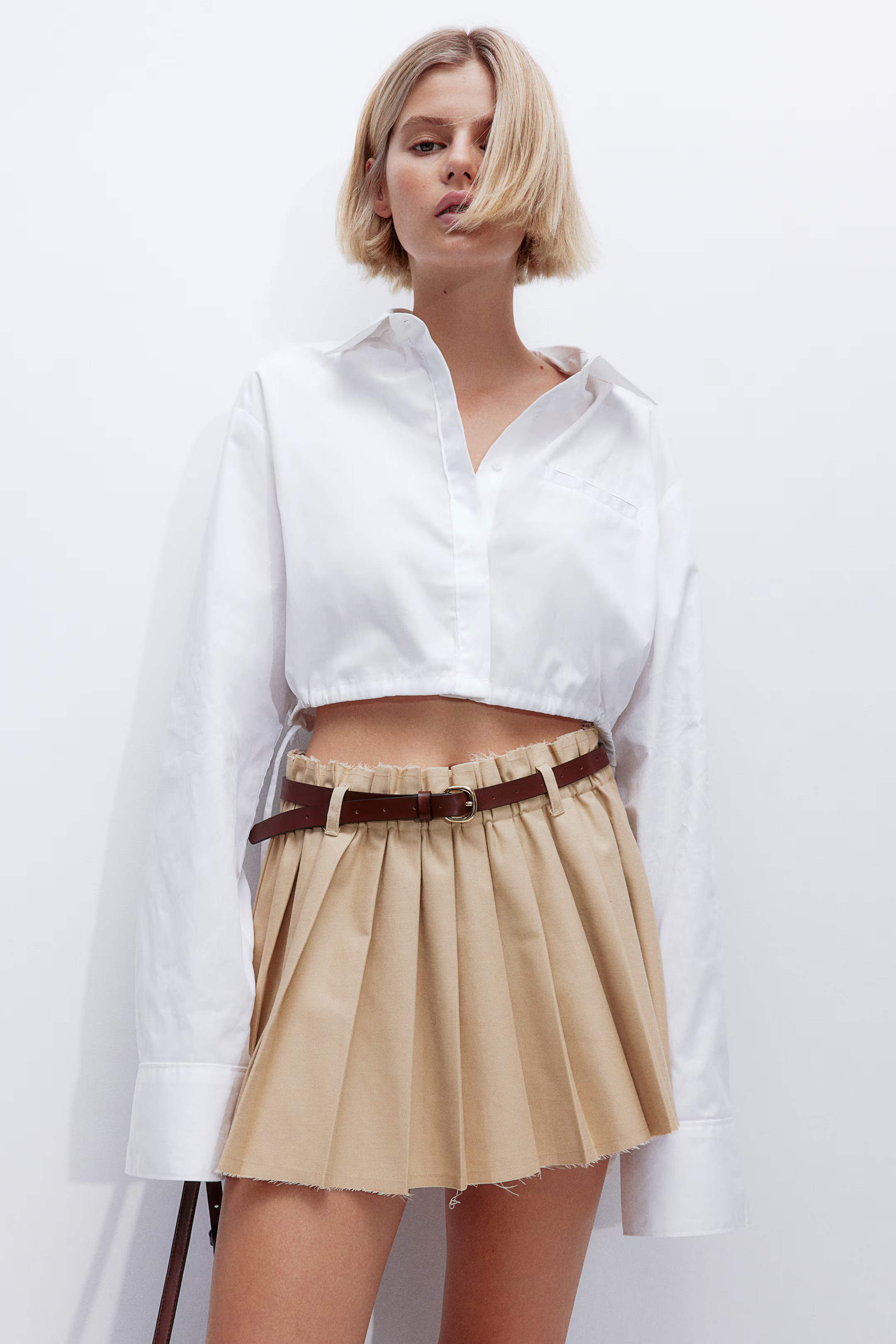 Cropped Drawstring-detail Shirt | H&M (US + CA)