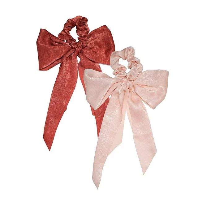 Kitsch Satin Hair Scarf Scrunchies - Hair Ribbons for Women | Ribbon Hair Ties, (Blush/Mauve) | Walmart (US)