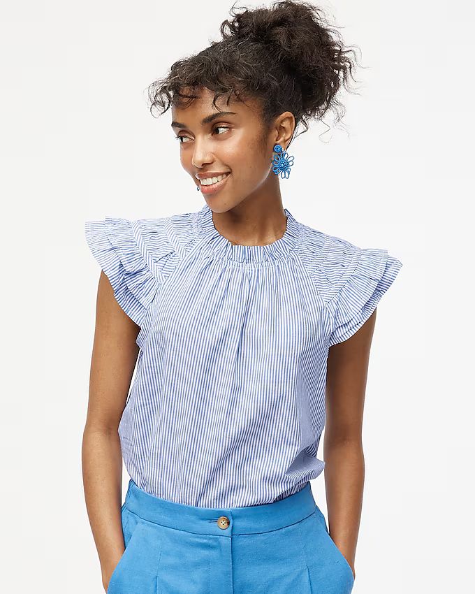 Striped flutter-sleeve top | J.Crew Factory