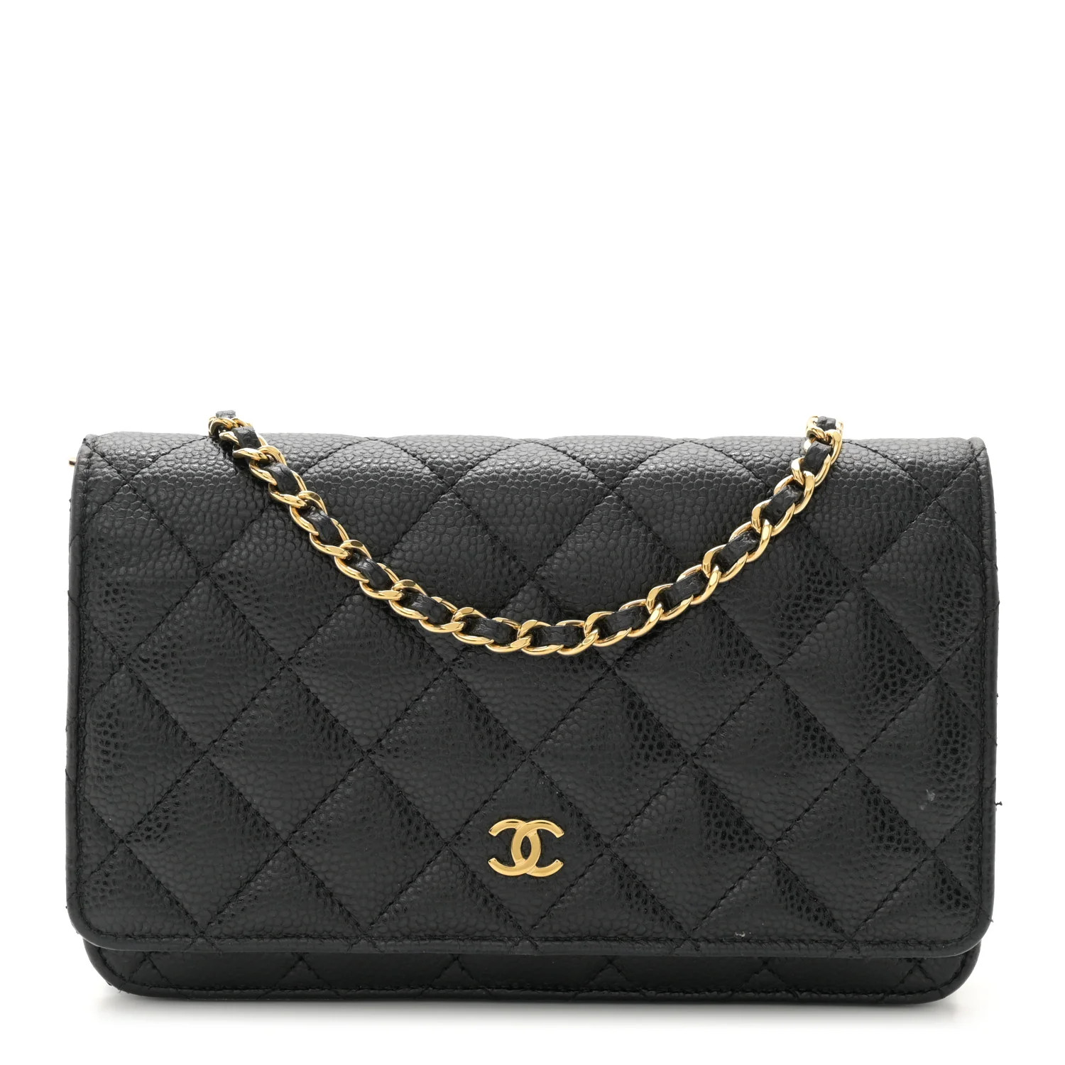 Caviar Quilted Wallet on Chain WOC Black | FASHIONPHILE (US)