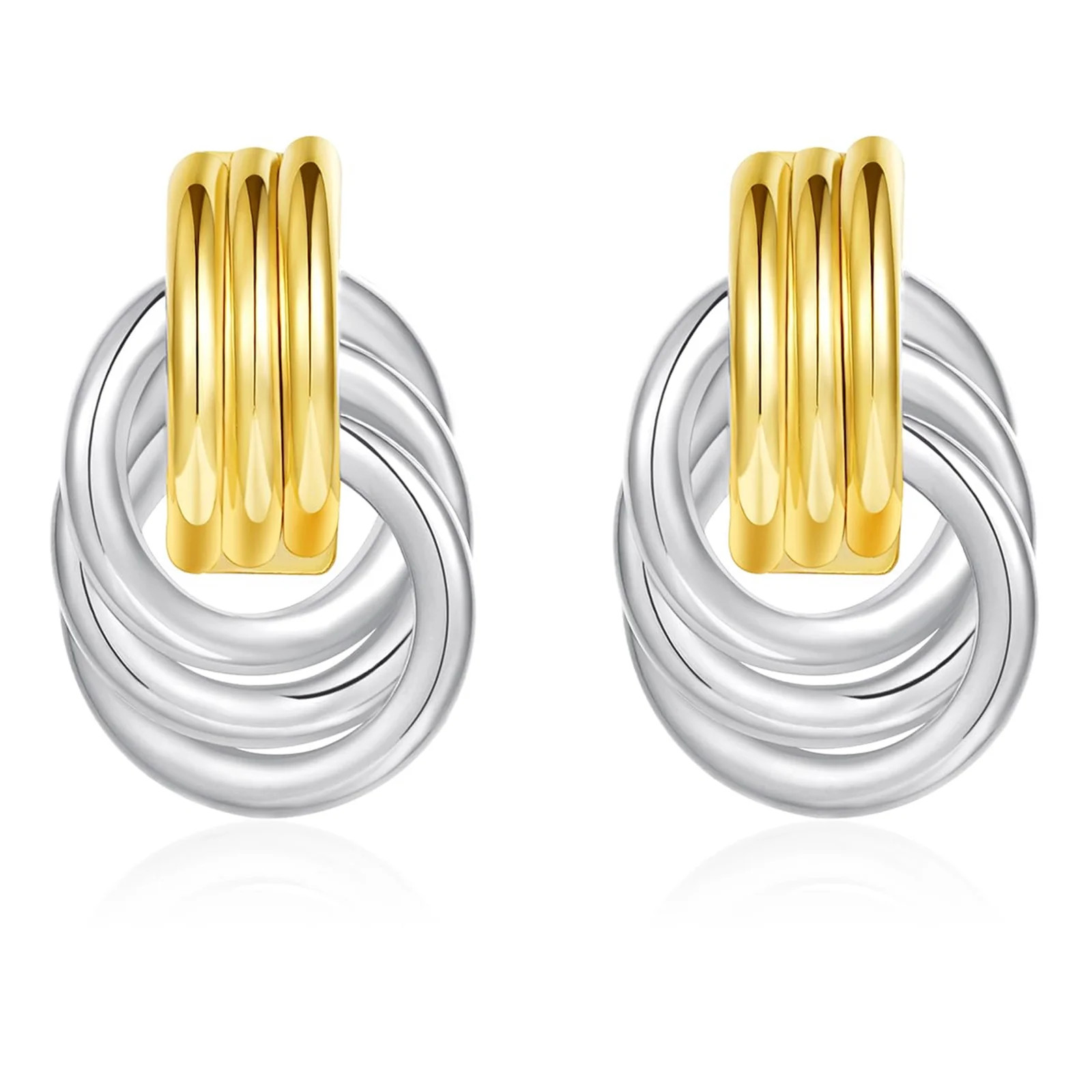 Apsvo Chunky Gold and Silver Stud Earrings for Women,Dangle Earrings for Women,Knot Geometric Dai... | Walmart (US)