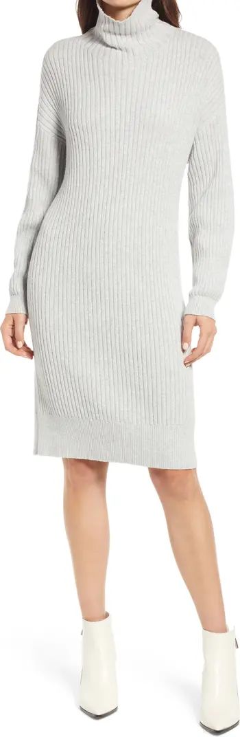 Turtleneck Ribbed Long Sleeve Sweater Dress | Nordstrom